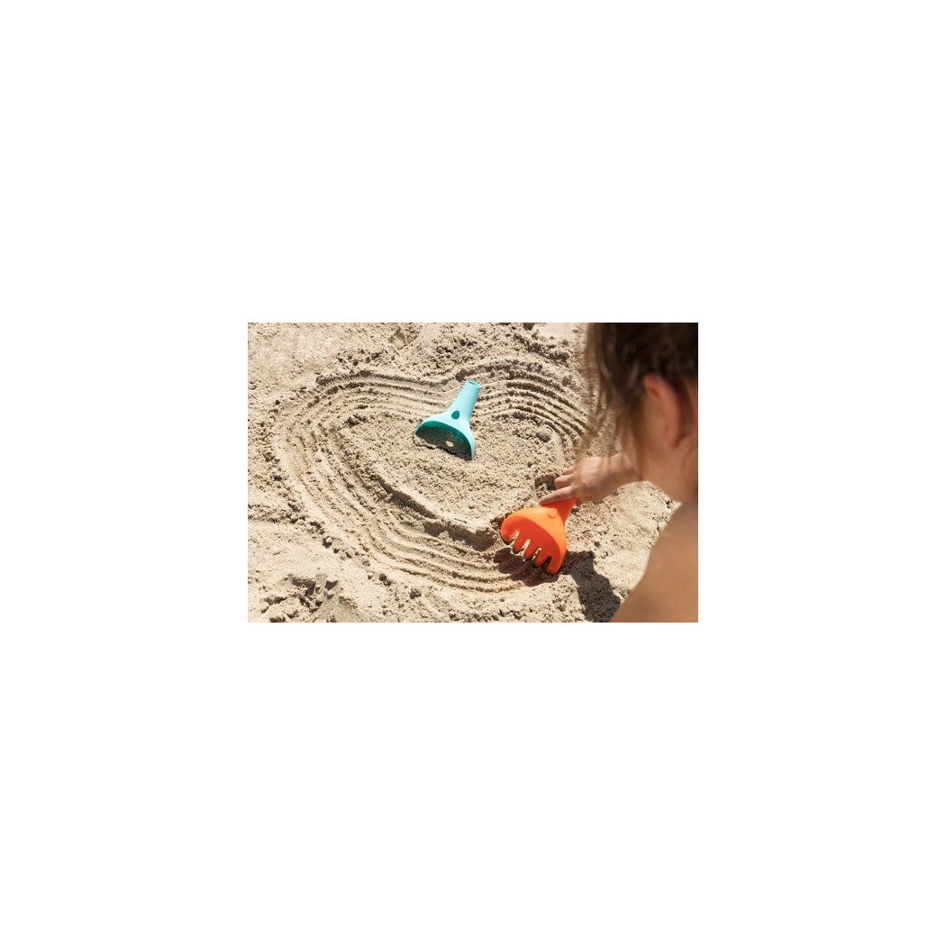 Raki Blue Orange - Zestaw Łopatka i Grabki - do piasku, śniegu, ogrodu - Vintage Blue Mighty Orange - Quut