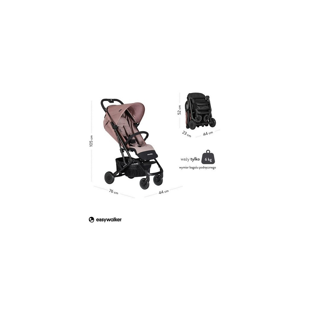 Desert Pink Easywalker Buggy XS - Wózek spacerowy z osłonką przeciwdeszczową - Easywalker - Pudrowy róż - Spacerówka