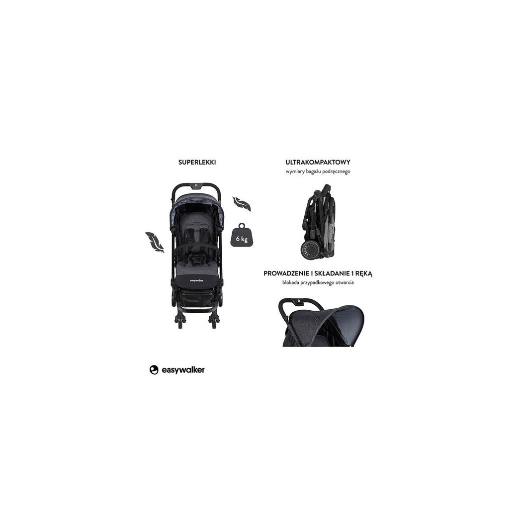 Melange Grey Easywalker Buggy XS - Wózek spacerowy z osłonką przeciwdeszczową - Easywalker - Spacerówka