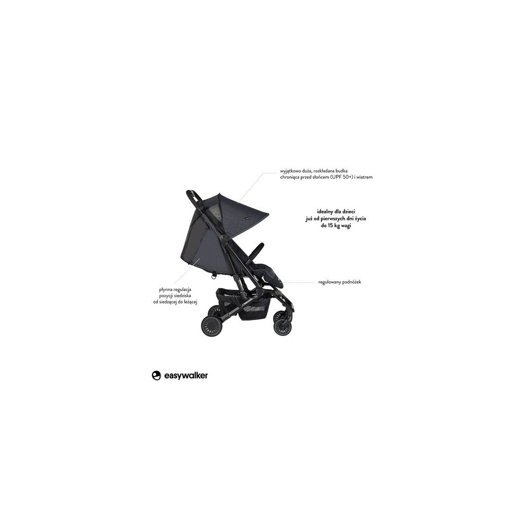 Melange Grey Easywalker Buggy XS - Wózek spacerowy z osłonką przeciwdeszczową - Easywalker - Spacerówka