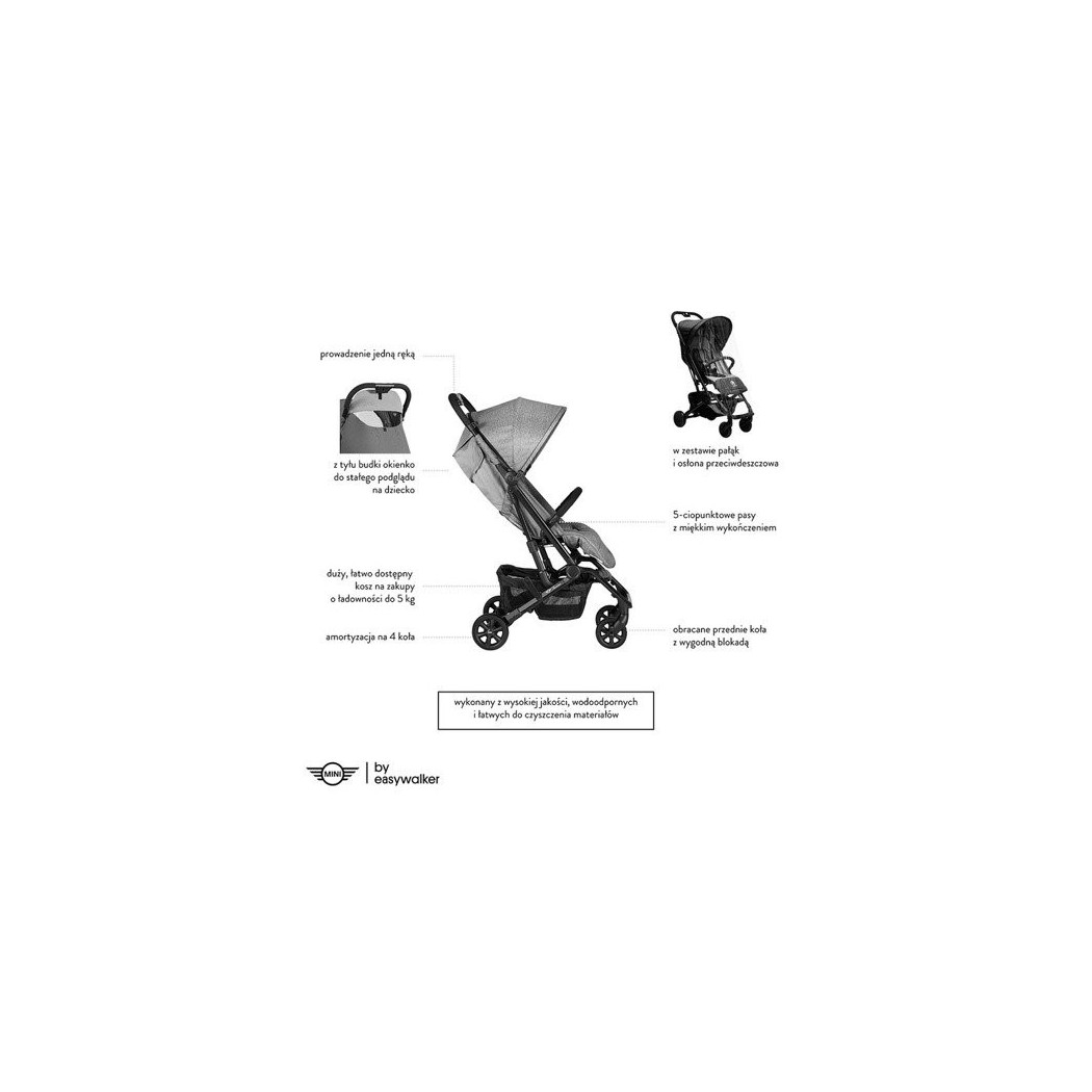 Soho Grey MINI By Easywalker Buggy XS - Wózek spacerowy z osłonką przeciwdeszczową - Easywalker - Spacerówka