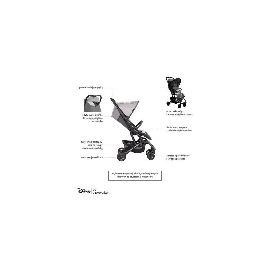 Mickey Shield DISNEY By Easywalker Buggy XS - Wózek spacerowy z osłonką przeciwdeszczową - Easywalker - Spacerówka