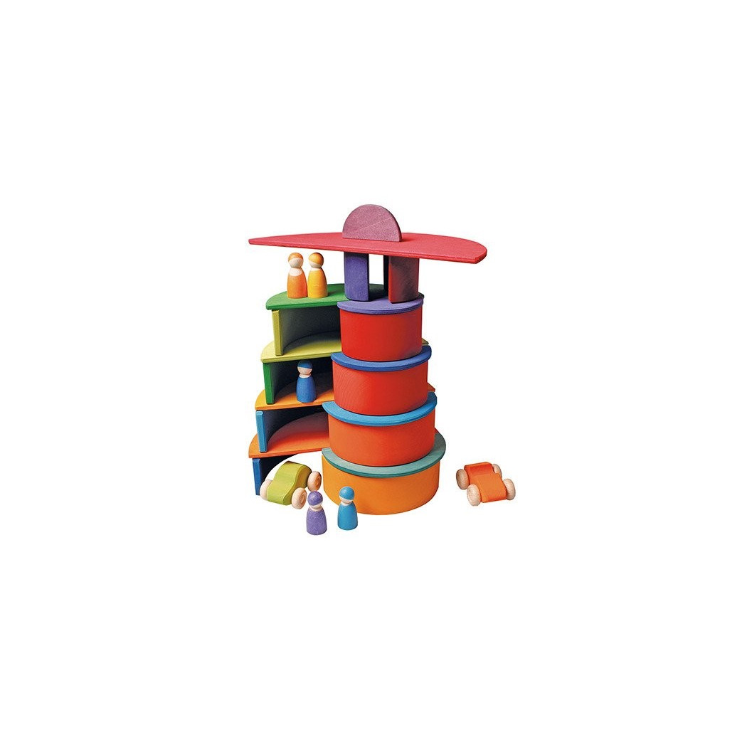 Zachód Słońca 10-elementowa drewniana tęcza tunel 1+ - Grimm's Grimms - Zabawka drewniana - Montessori