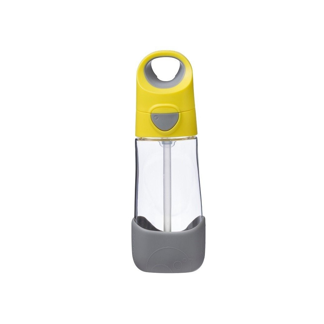 Lemon  Sherbet - Tritanowy Bidon Do Picia - Butelka ze słomką 450 ml  - B.BOX - Żółto/ Szary