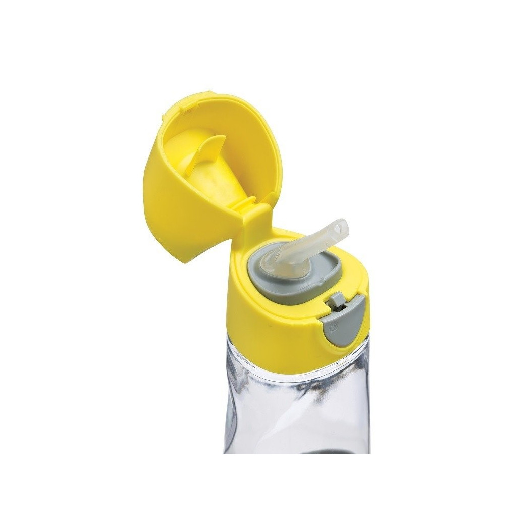 Lemon  Sherbet - Tritanowy Bidon Do Picia - Butelka ze słomką 450 ml  - B.BOX - Żółto/ Szary