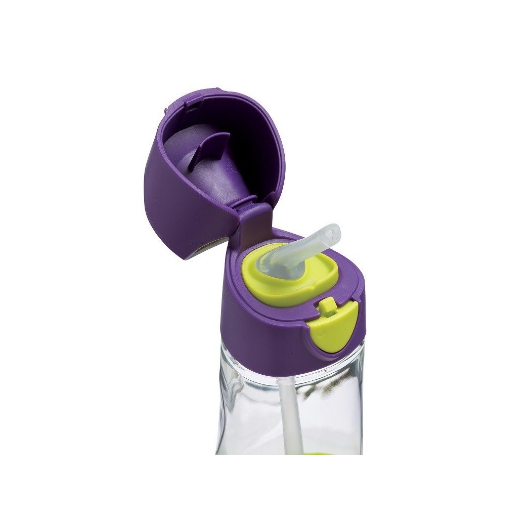 Passion Splash - Tritanowy Bidon Do Picia- Butelka ze słomką  - B.BOX - Fioletowo/ Zielony