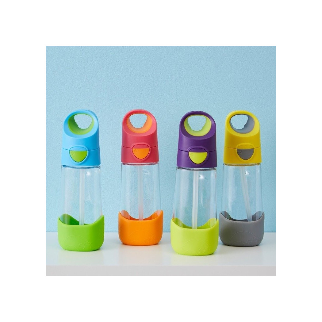 Strawberry Shake - Tritanowy Bidon Do Picia- Butelka ze słomką  - B.BOX - Pomarańczowo/ Różowy