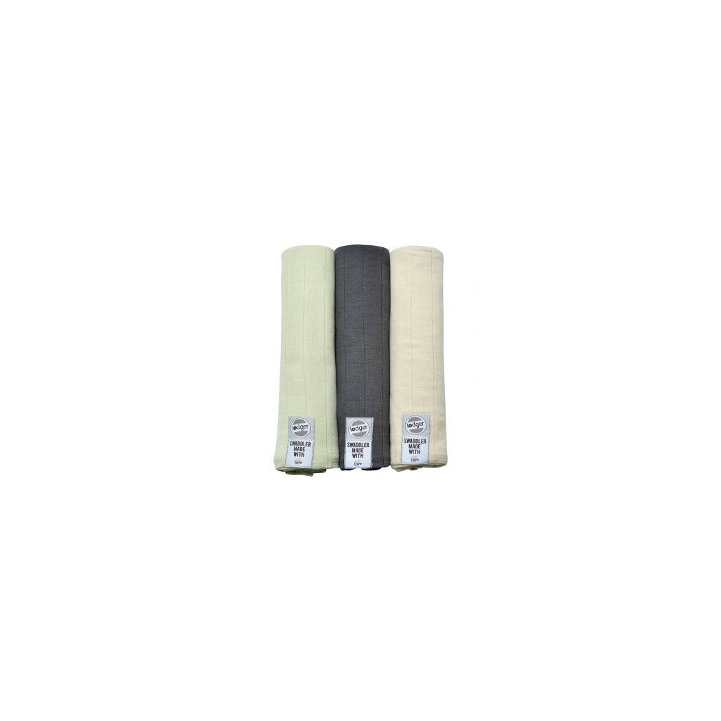 Otulacze Pieluszki 3-pack - Swaddler - Leaf/Carbon/Ivory 70x70 cm - Lodger