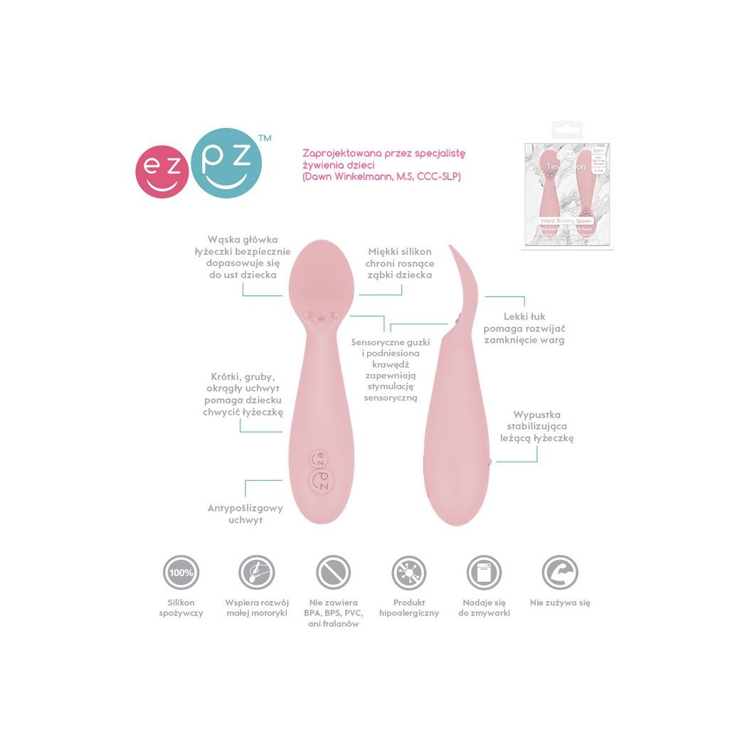 Tiny Spoon - Pastelowy Róż - Silikonowa Łyżeczka EZPZ