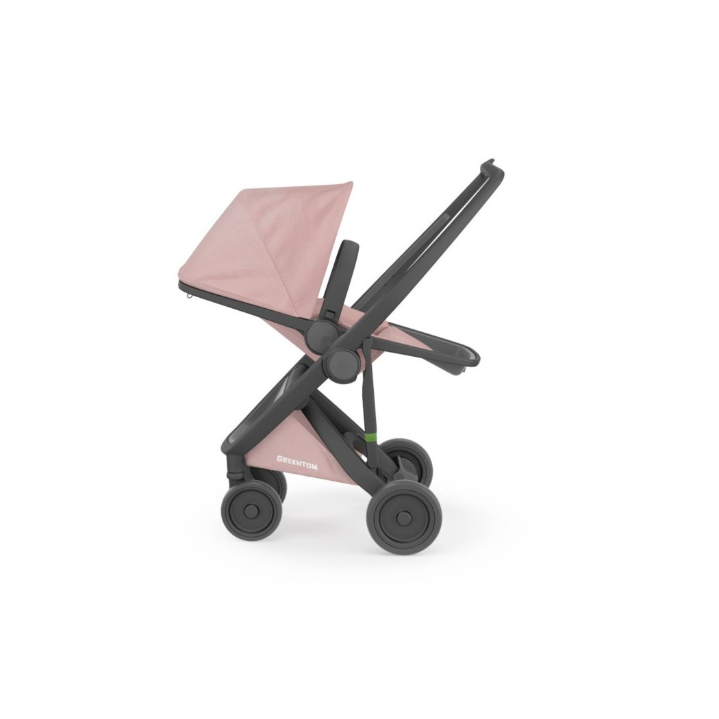 Wózek Greentom  Reversible - black - blossom / czarno - pudrowo różowy