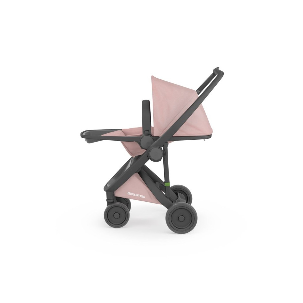 Wózek Greentom  Reversible - black - blossom / czarno - pudrowo różowy