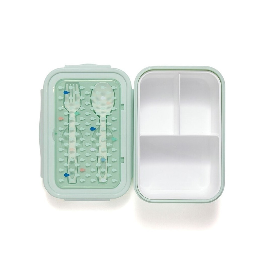 Śniadaniówka Bento ze sztućcami - Krople Mięty - Petit Monkey