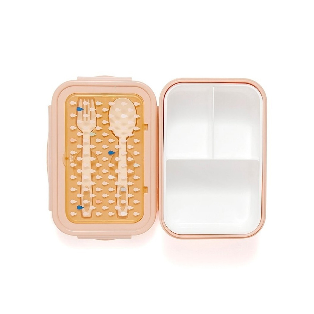 Śniadaniówka Bento ze sztućcami - Krople Brzoskwini - Petit Monkey