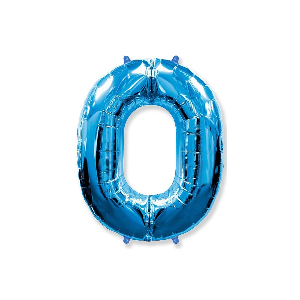 WYPRZEDAŻ Cyfra 0 - Niebieska - Balon foliowy 85 cm - GoDan