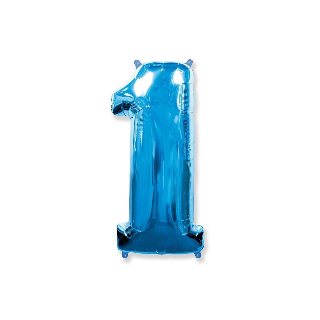 WYPRZEDAŻ Cyfra 1 - Niebieska - Balon foliowy 85 cm - GoDan