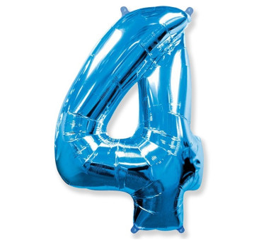 Cyfra 4 - Niebieska - Balon foliowy 85 cm - GoDan