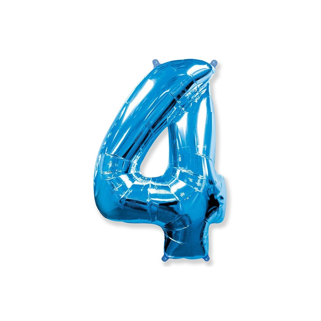 WYPRZEDAŻ Cyfra 4 - Niebieska - Balon foliowy 85 cm - GoDan