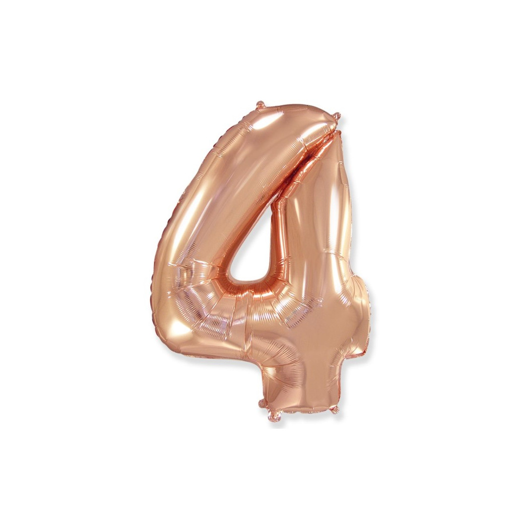 WYPRZEDAŻ Cyfra 4 - Różowo/ Złota- Balon foliowy 85 cm - GoDan