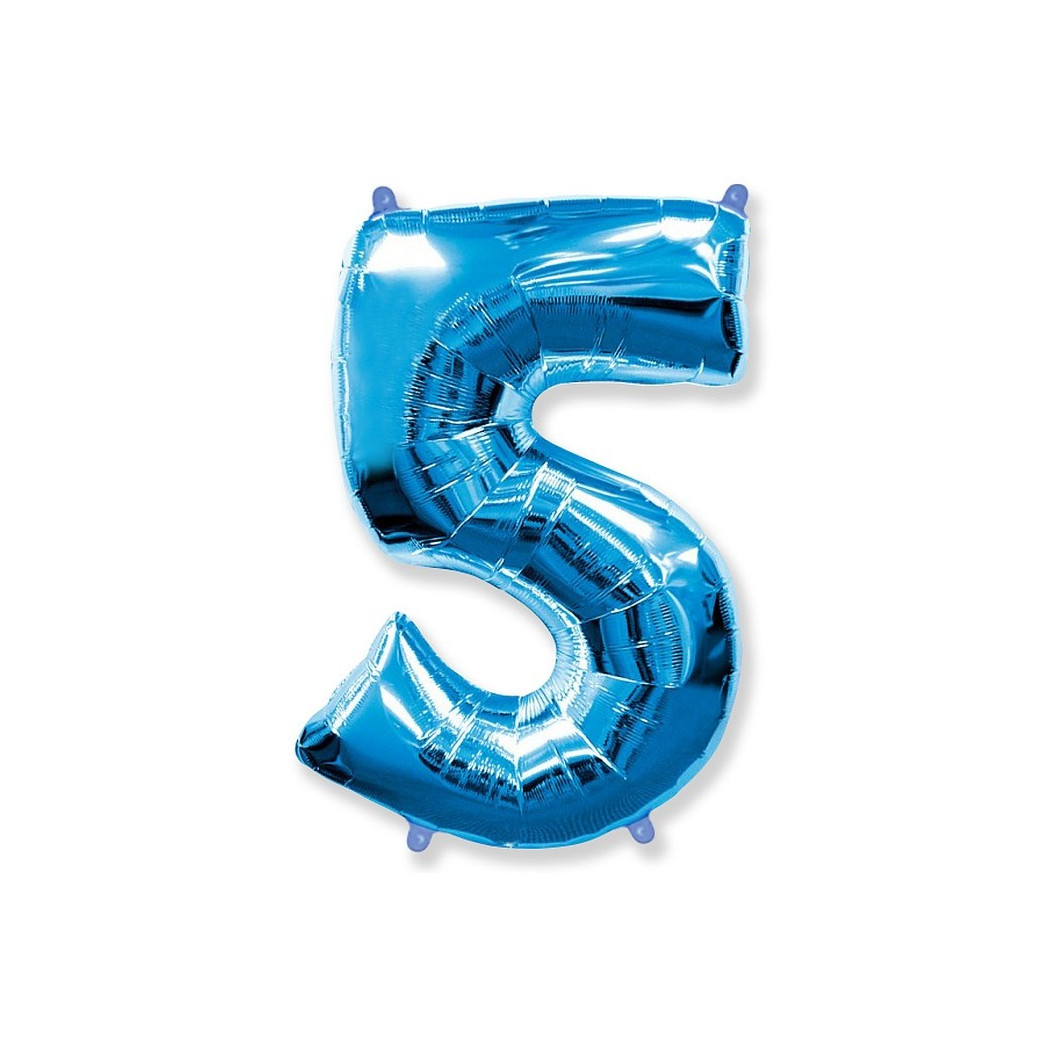 WYPRZEDAŻ Cyfra 5 - Niebieska - Balon foliowy 85 cm - GoDan