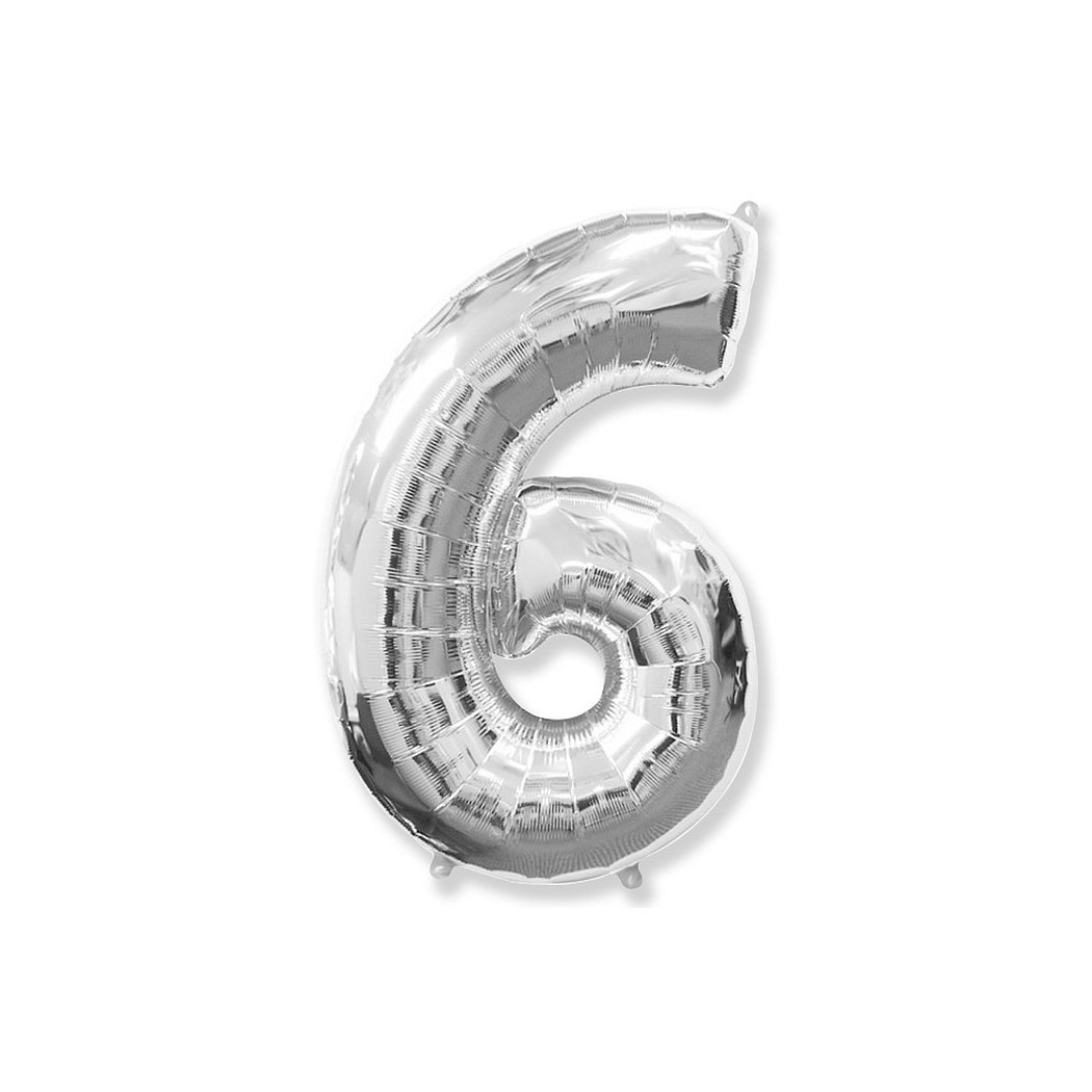 WYPRZEDAŻ Cyfra 6 - Srebrna - Balon foliowy 85 cm - GoDan