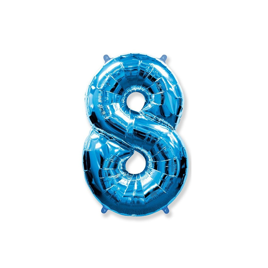 WYPRZEDAŻ Cyfra 8 - Niebieska - Balon foliowy 85 cm - GoDan