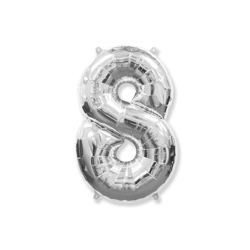 WYPRZEDAŻ Cyfra 8 - Srebrna - Balon foliowy 85 cm - GoDan