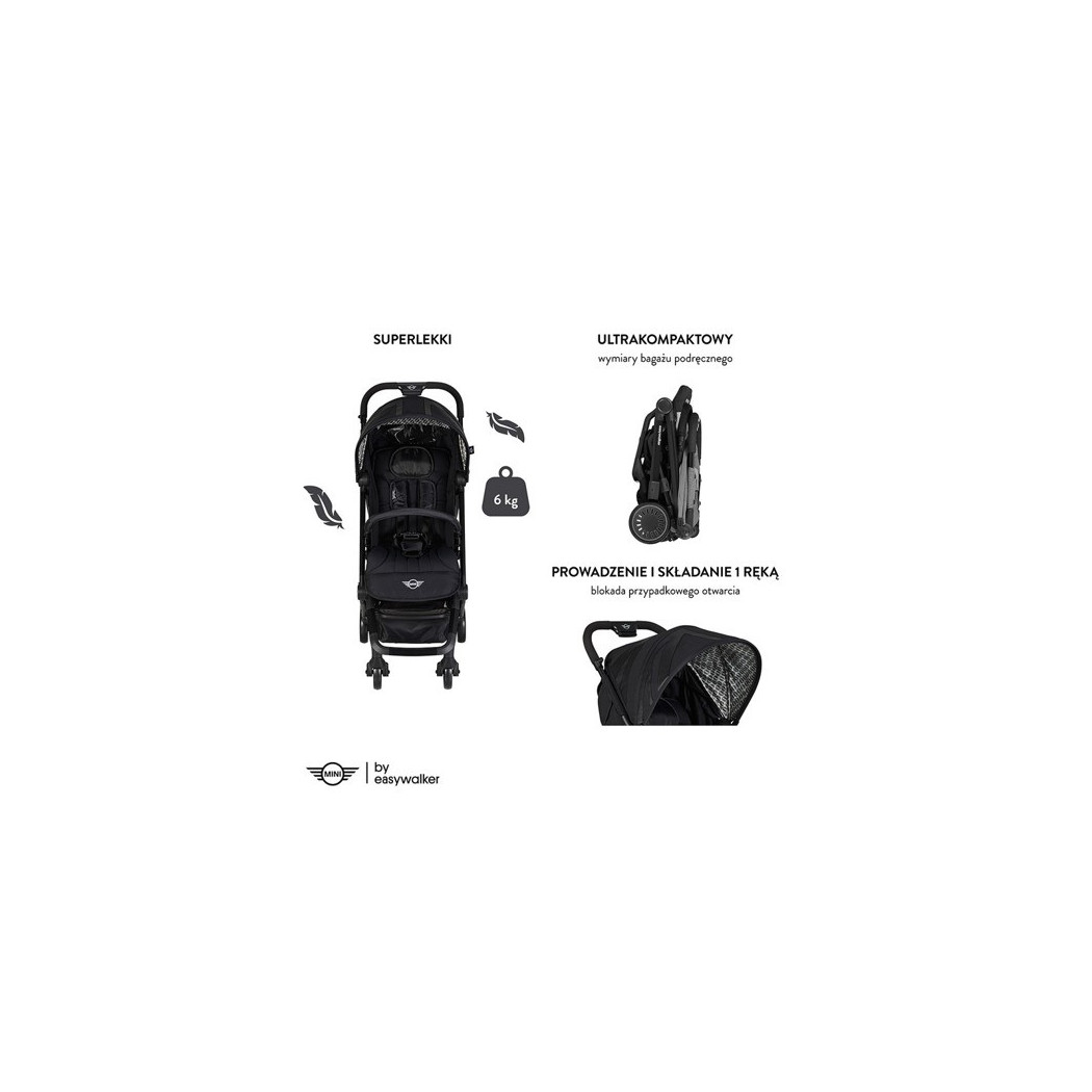 MINI by Easywalker Buggy XS - Wózek spacerowy z osłonką przeciwdeszczową Oxford Black - Easywalker
