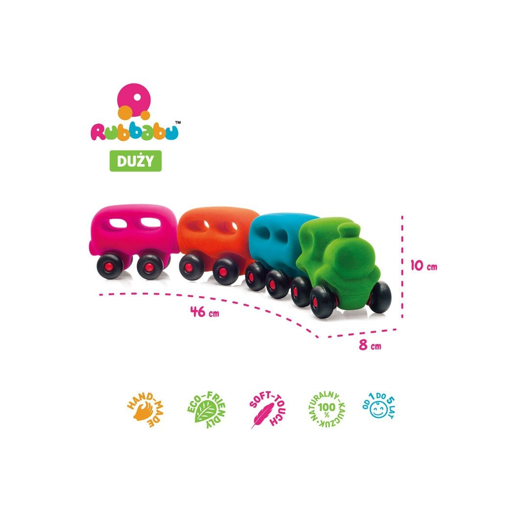 Pociąg z 3 magnetycznymi wagonami sensoryczny - Rubbabu