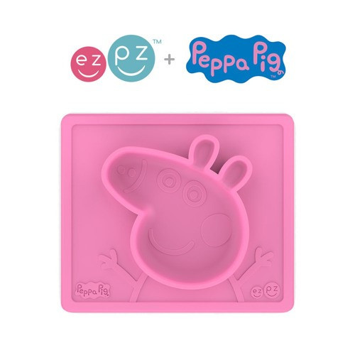Happy Bowl - Różowa - Świnka Peppa - Silikonowa Miseczka z Podkładką 2w1 - Peppa Pig - EZPZ