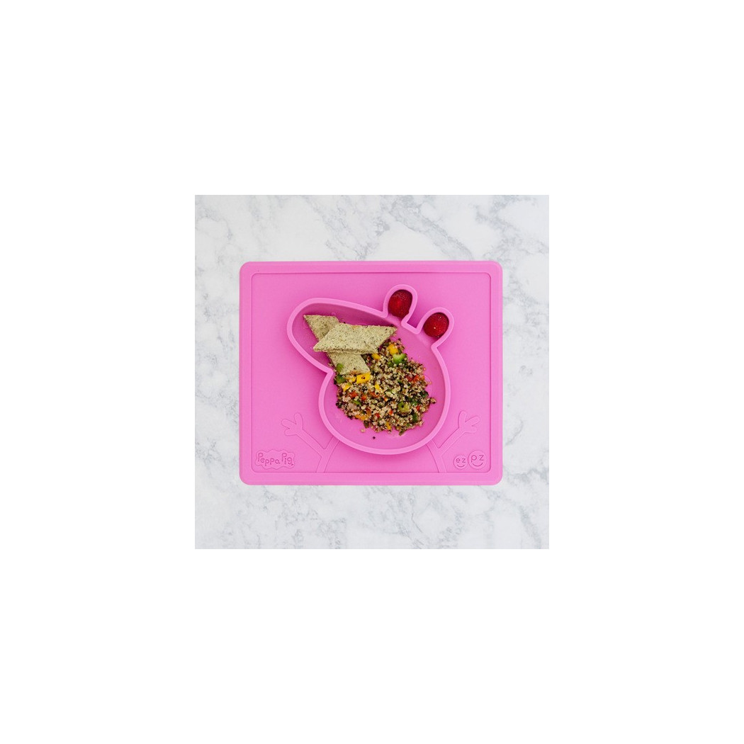 Happy Bowl - Różowa - Świnka Peppa - Silikonowa Miseczka z Podkładką 2w1 - Peppa Pig - EZPZ