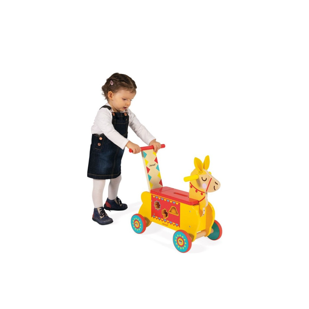 Lama - Jeździk i Pchacz 2w1 z sorterem - Janod