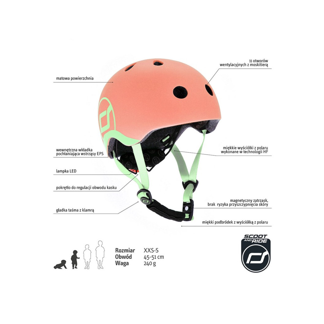 Peach - Kask Scootandride  XXS-S  dla dzieci 1-5 lat - Scoot&Ride