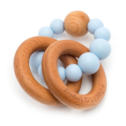 WYPRZEDAŻ Baby Blue Kulki - gryzak silikonowo-drewniany - LouLou Lollipop