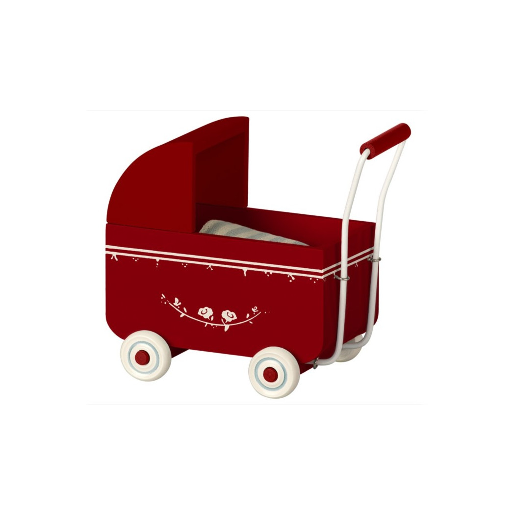 Wózek - Czerwony - Pram MY - Red - Akcesoria dla Lalek - Maileg