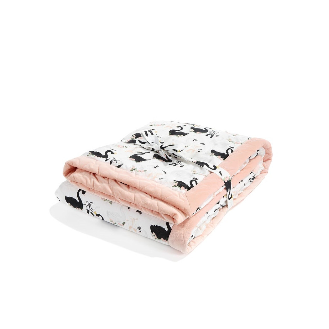 Koc/Narzuta - 140x200 cm - Moonlight Swan & Powder Pink - Velvet Colletion - La Millou