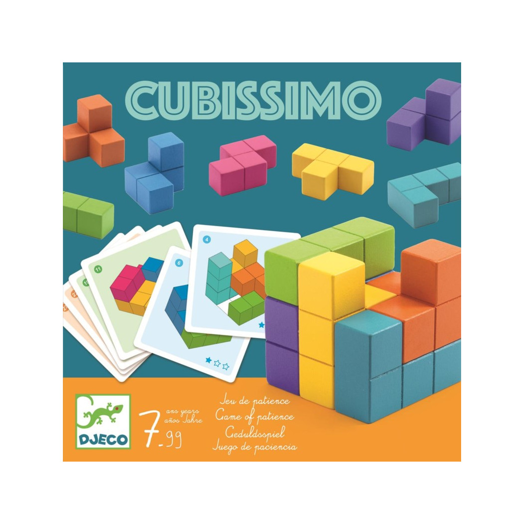 Cubissimo Drewniana Gra Logiczna - Układanka Geometryczna dla Dzieci - Djeco