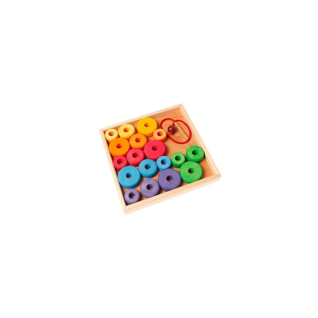 Kolorowe Dyski Do Nawlekania 1+ - Grimm's Grimms - Zabawka drewniana 19 elementów - Montessori
