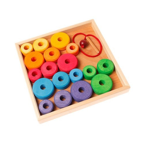 Kolorowe Dyski Do Nawlekania 1+ - Grimm's Grimms - Zabawka drewniana 19 elementów - Montessori