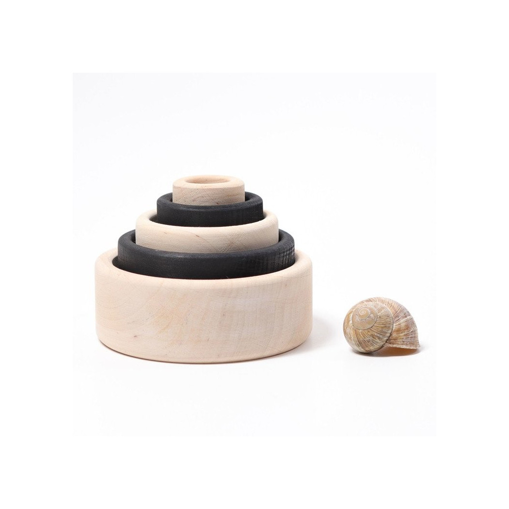 WYPRZEDAŻ ! Miseczki drewniane - kolekcja naturalna 1+ - monochromatyczne - Grimm's Grimm's Grimms - Zabawka drewniana - Montess