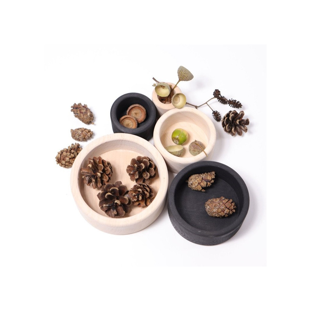 WYPRZEDAŻ ! Miseczki drewniane - kolekcja naturalna 1+ - monochromatyczne - Grimm's Grimm's Grimms - Zabawka drewniana - Montess