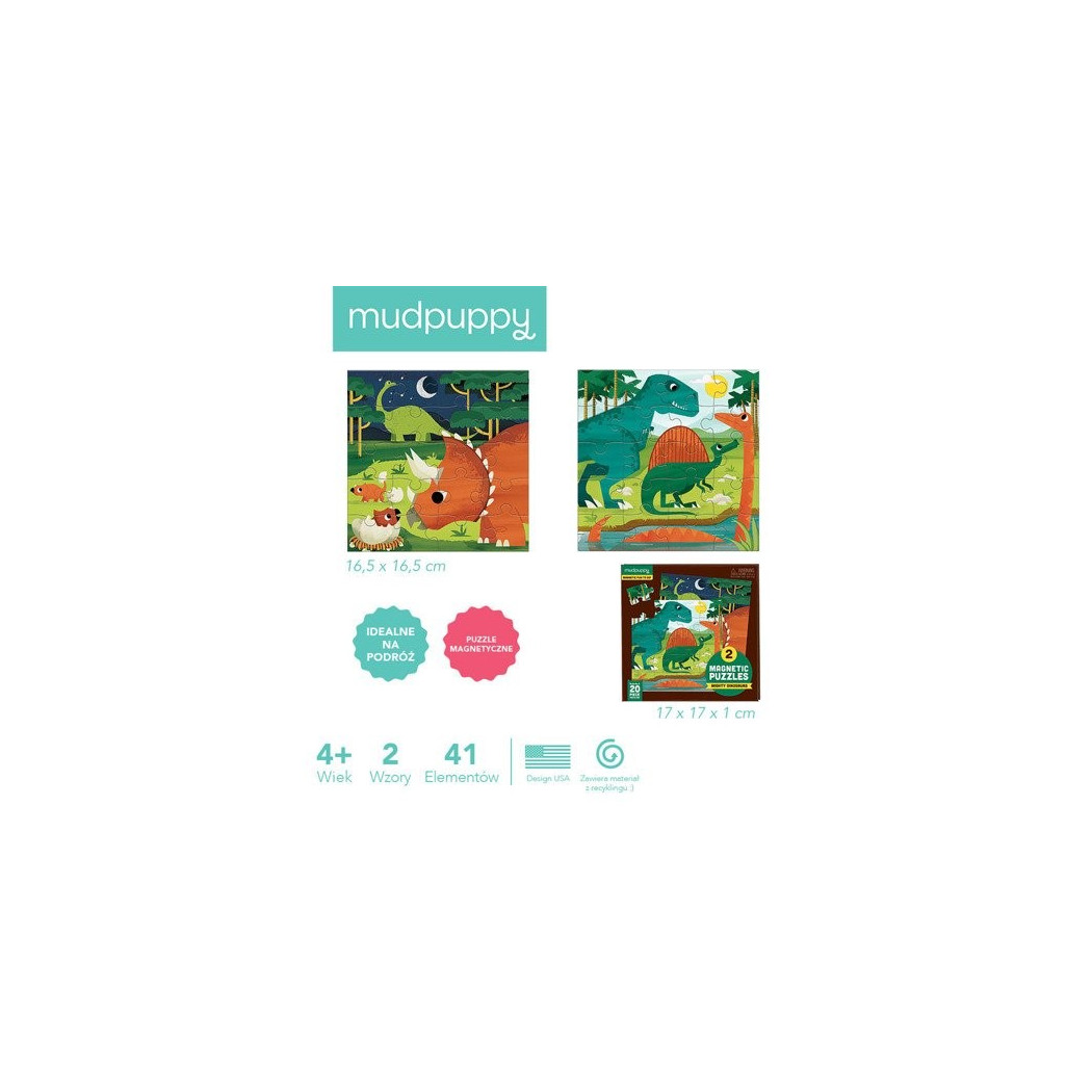 DINOZAURY - Puzzle Magnetyczne - Mudpuppy