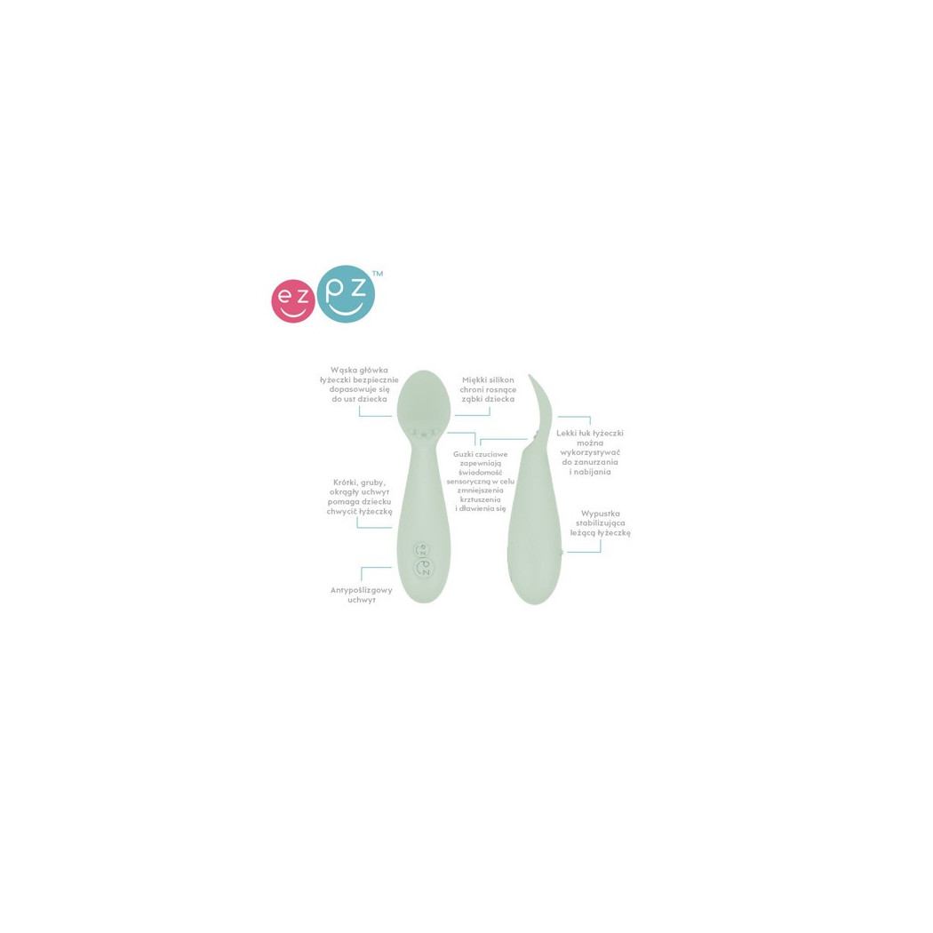 Pastelowa Zieleń - Komplet Pierwszych Naczyń Silikonowych - First Food Set - EZPZ