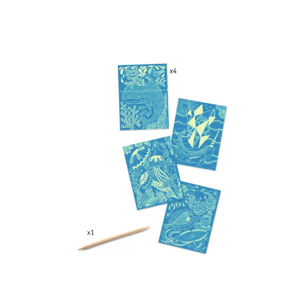 Morskie Życie - Wydrapywanka Świecąca w Ciemności - Djeco