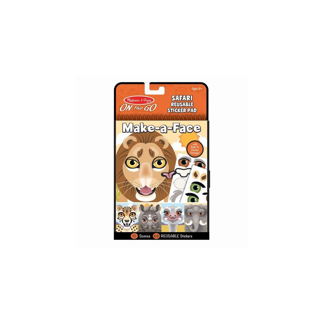 Safari - Make a Face - Naklejki Wielokrotnego Użytku - Melissa & Doug