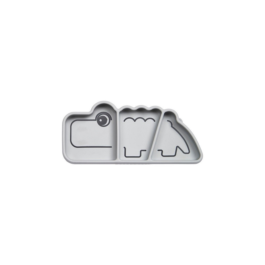 Szary - Talerzyk z Przyssawką - Croco Gray - BLW - Done By Deer