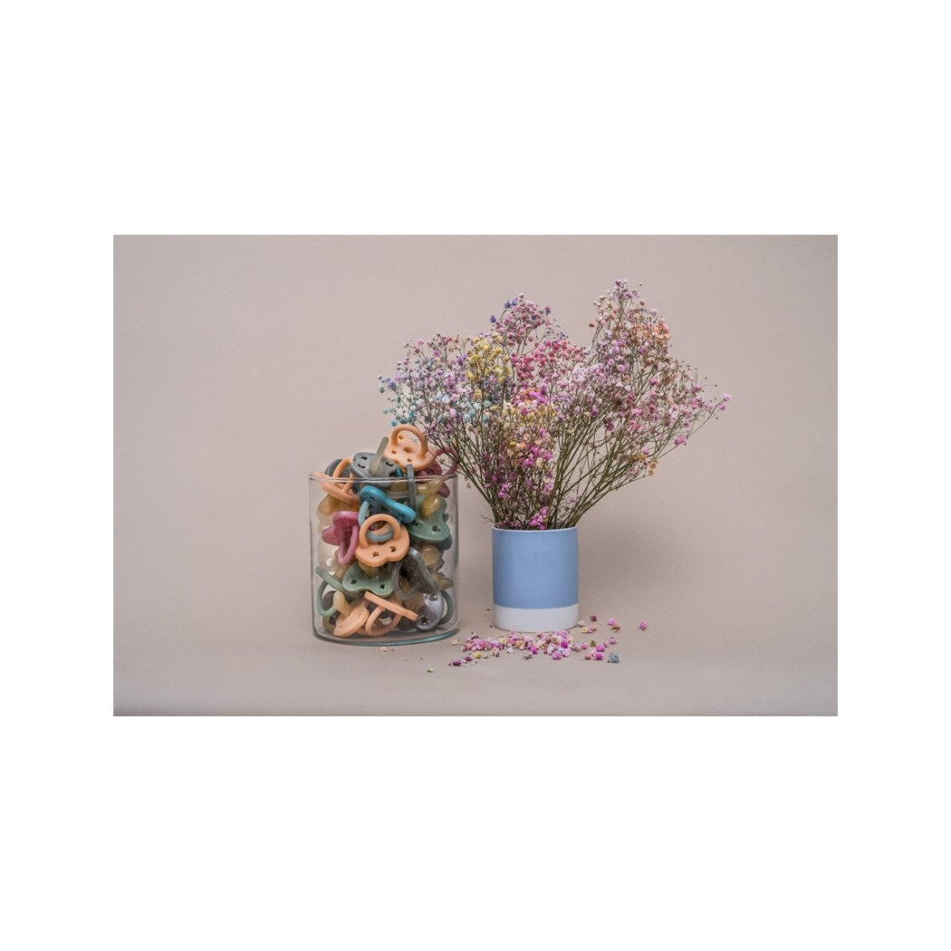 Powder Pink Kwiatki - 0-3 msc - Anatomiczny Smoczek Kauczukowy - Orthodontic -  Pudrowy Różowy - Hevea