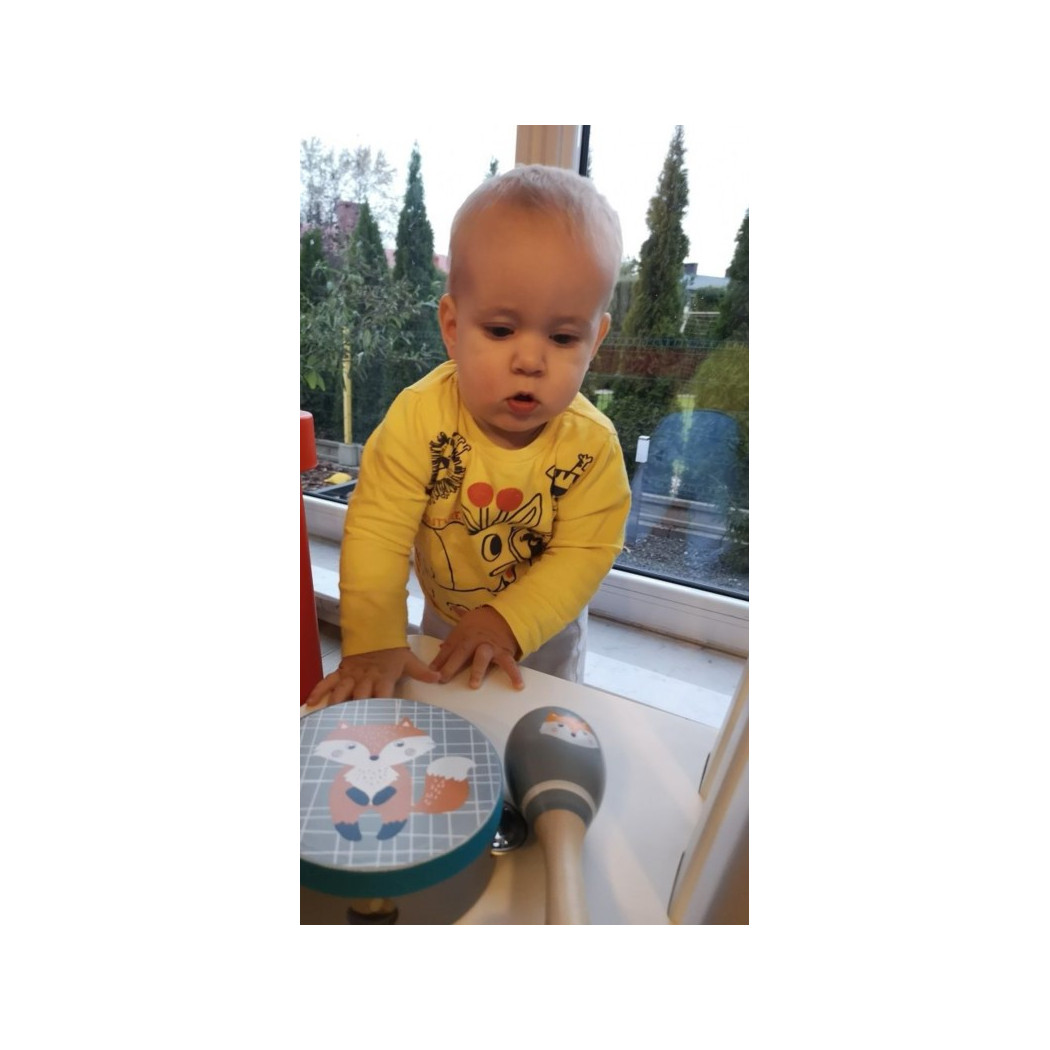 Drewniany Tamburyn Z Liskiem - Adam Toys