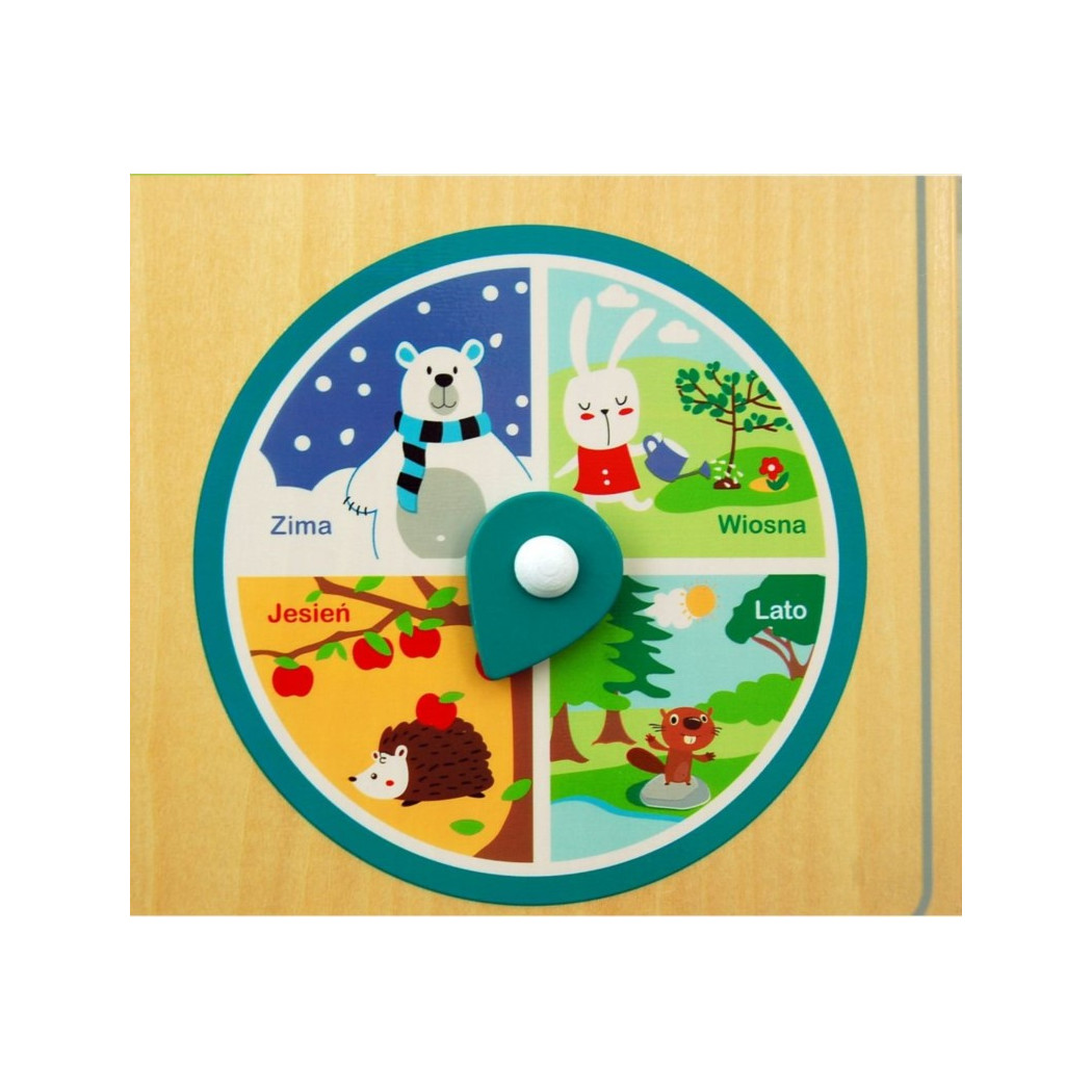 Kalendarz Drewniany Polski - Data, Godzina, Dzień Tygodnia, Miesiąc, Pora Roku, Pogoda - Adam Toys