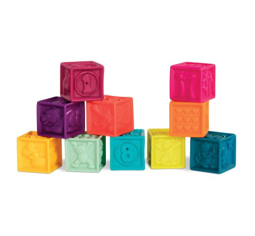 Bezpieczne klocki miękkie dla niemowląt - zestaw mały - OneTwoSqueeze B Baby - Wersja Miętowa - BTOYS