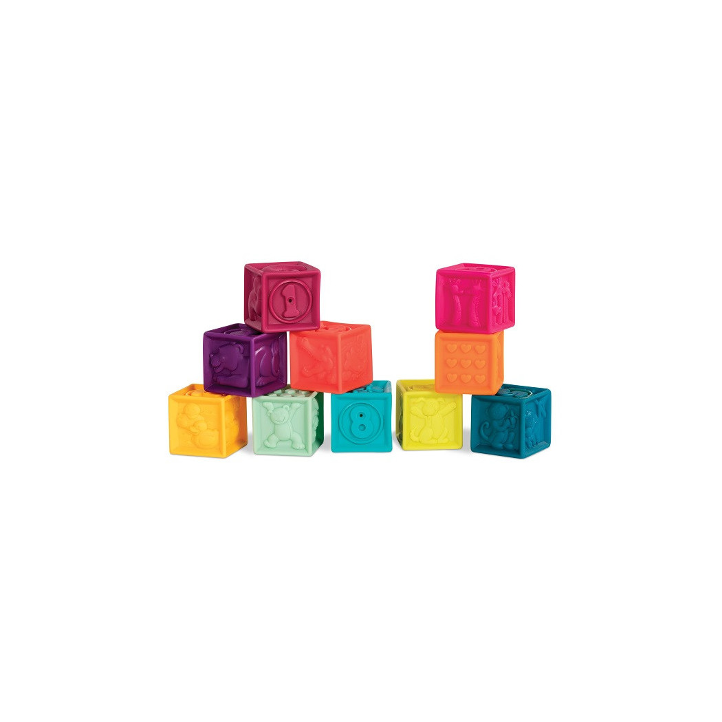 Bezpieczne klocki miękkie dla niemowląt - zestaw mały - OneTwoSqueeze B Baby - Wersja Miętowa - BTOYS